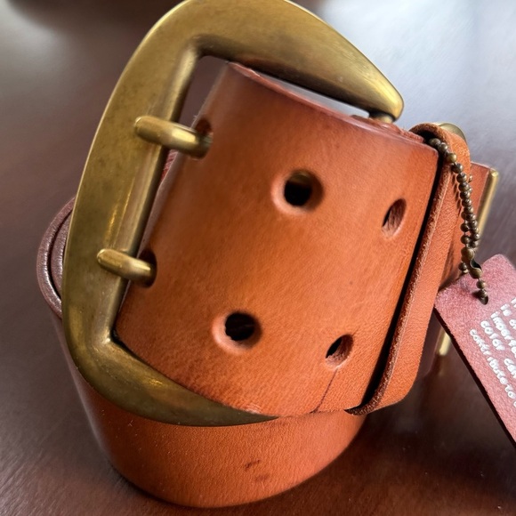 Linea Pelle Leather Belt in Cognac with Brass Buckle